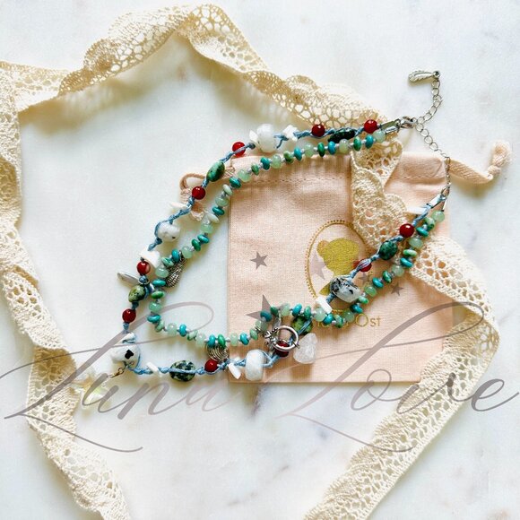 FREE PEOPLE x Ariana Ost Layered Necklace In Semi Precious Stone - EXCLUSIVE! - Picture 2 of 5